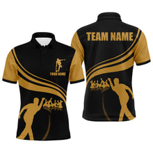Load image into Gallery viewer, Personalized Men Polo Bowling Shirt Black and Gold Men Bowlers Custom Team Short Sleeves Jersey NBP13