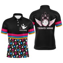 Load image into Gallery viewer, Personalized Men Polo Bowling Shirt Colorful Balls and Pins Champion Short Sleeves Men Bowlers NBP11