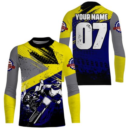 Kids youth adult jersey for dirt bike custom UV blue Motocross racing shirt off-road motorcycle PDT100