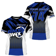 Load image into Gallery viewer, Blue BMX racing jersey Personalized UPF30+ adult kid riding BMX shirt extreme sports cycling gear| SLC102