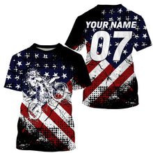 Load image into Gallery viewer, Adult&amp;kid UPF30+ American flag jersey Motocross customizable dirt bike off-road motorcycle shirt PDT28