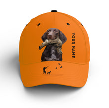 Load image into Gallery viewer, Ruffed Grouse Hunting Dog Blaze Orange Custom Name Hat for Men, Choose hunting dog breeds FSD3991