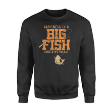 Load image into Gallery viewer, Happiness is A Big Fish And A Witness Crew Neck Sweatshirt, Fishing apparel for men, women - NQS1236