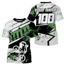 Load image into Gallery viewer, Personalized green MTB jersey Adult kid mountain bike shirt UPF30+ enduro cycling bicycle gear| SLC44