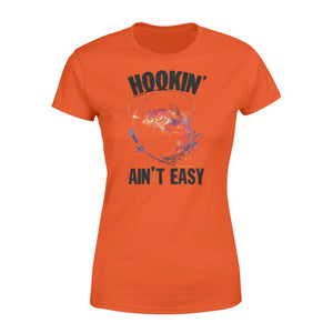 Beautiful colorful Fishing tattoo Women's T-shirt design - Hookin' ain't easy - SPH63