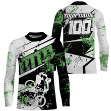 Load image into Gallery viewer, Personalized green MTB jersey Adult kid mountain bike shirt UPF30+ enduro cycling bicycle gear| SLC44