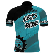 Load image into Gallery viewer, Lets ride Custom Blue Men cycling jersey UPF50+ Mountain biking tops Breathable gear with 3 pockets| SLC02