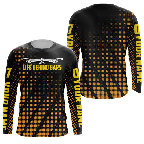 Life behind bars Mountain bike jersey Custom UPF30+ adult kid MTB jersey Yellow cycling shirt| SLC39