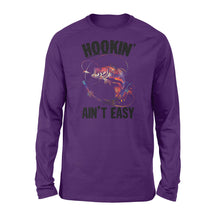Load image into Gallery viewer, Beautiful colorful Fishing tattoo Long sleeve shirt design - Hookin&#39; ain&#39;t easy - SPH63
