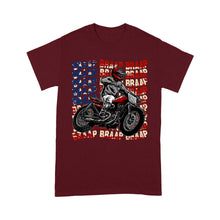 Load image into Gallery viewer, Patriotic Motorcycle Men T-shirt - Braap American Flag Biker Tee - Cool Motocross Racing Shirt| NMS252 A01