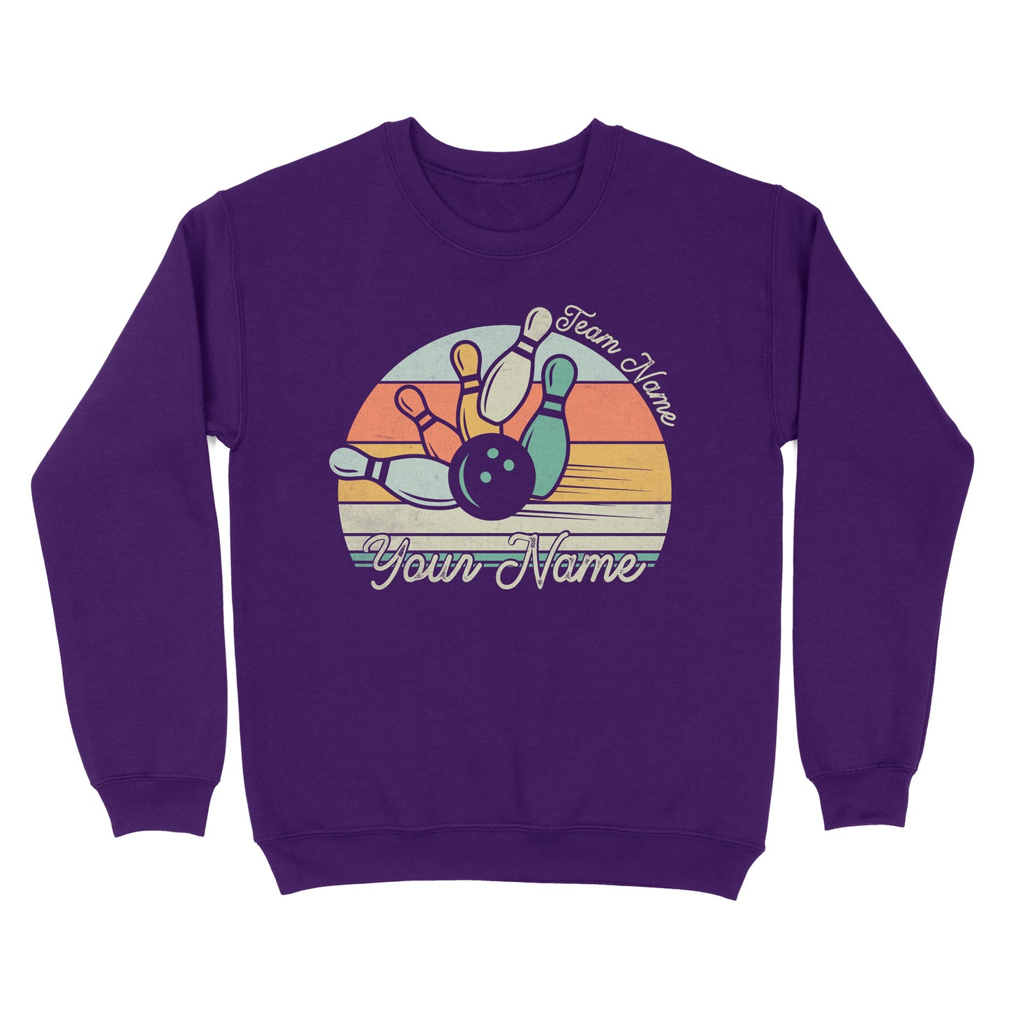 Custom Bowling Retro Shirt, Personalized Bowling Name Crew Neck Sweatshirt