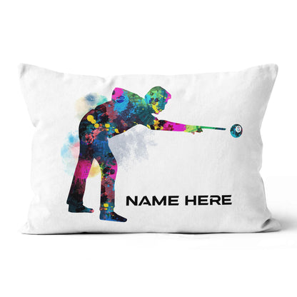 Funny Colorful Billiard Player Throw Pillow Custom Name Unique Billiards Pillows TDM0928