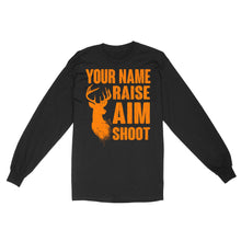 Load image into Gallery viewer, Raise Aim Shoot Hunter Deer Hunting Gifts For Men Dad Custom Name Standard Long Sleeve FSD2124D06