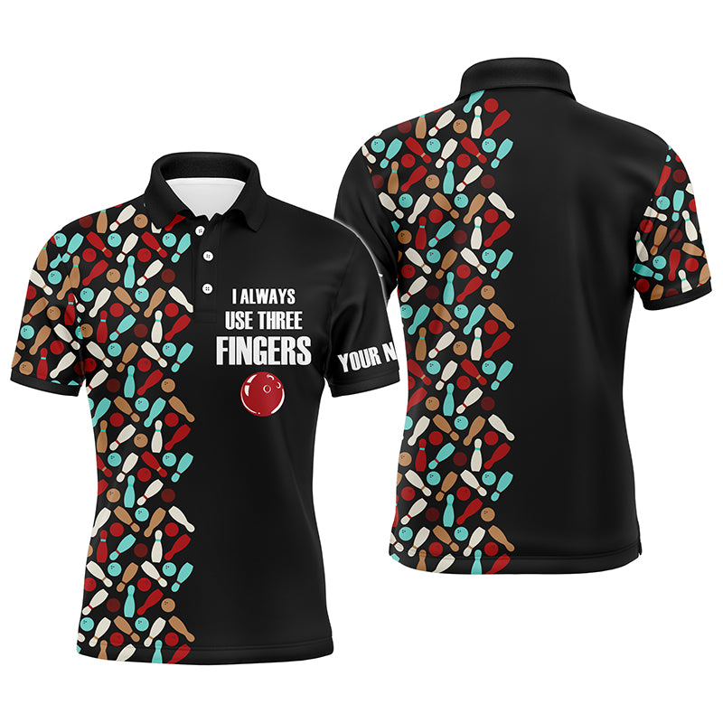 Funny Men Polo Bowling Shirt Personalized Short Sleeve Polo for Men Bowlers Aways Use Three Fingers NBP57