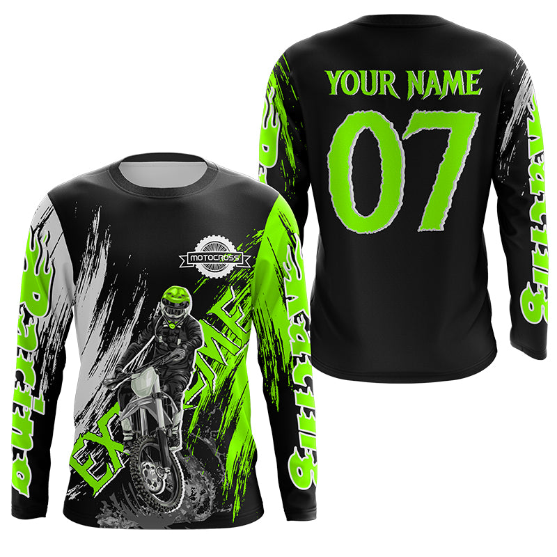 Extreme Motocross off-road jersey green UPF30+ youth adult custom dirt bike racing shirt PDT338
