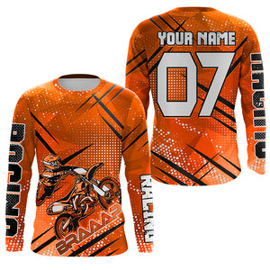 Dirt bike racing jersey custom orange Motocross youth men women UPF30+ off-road extreme MX shirt PDT336