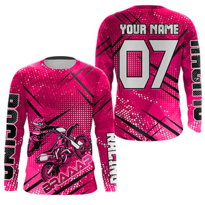 Pink dirt bike racing jersey custom Motocross youth men women UPF30+ off-road extreme MX shirt PDT337