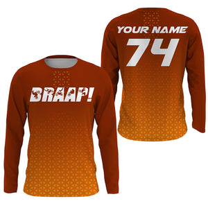 Custom Motocross Jersey Orange Braaap UPF30+ Kids Men Women Dirt Bike Shirt Racing Long Sleeves NMS1333