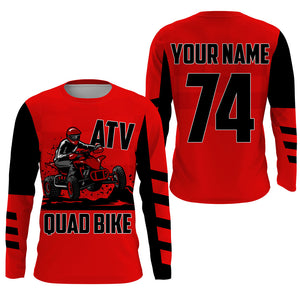 Personalized ATV Motocross Jersey UPF30+ Red Quad Bike Shirt Adult Youth Xtreme Off-road Racing NMS1358