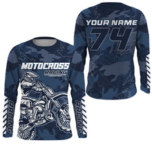 Load image into Gallery viewer, Men women kids jersey for dirt bike custom UPF30+ blue motocross racing xtreme off-road motorcycle PDT102