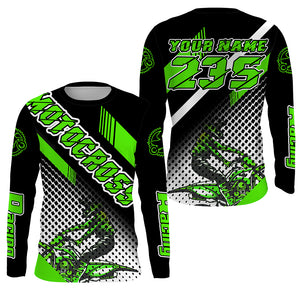 Extreme Motocross Jersey Green UPF30+ Custom Dirt Bike Shirt Men Youth MX Racing Long Sleeves PDT459