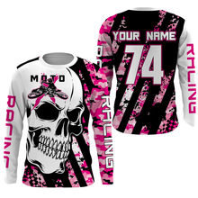 Load image into Gallery viewer, Skull MotoX jersey custom number motocross UPF30+ pink camo dirt bike racing motorcycle racewear NMS949