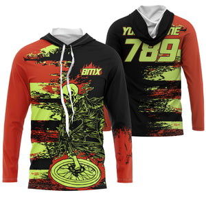 Orange BMX racing jersey Personalized UPF30+ Skull off-road bike shirts Adult kid cycling clothes| SLC33