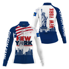 Load image into Gallery viewer, New York Women cycling jersey UPF50+ NYC bike shirt with 3 pockets Custom name USA cycling gear| SLC130