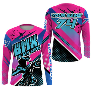 BMX life Pink BMX jersey UPF30+ adult kid BMX shirt cycling gear youth bicycle motocross gear mens| SLC133