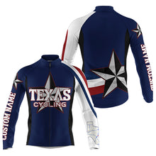 Load image into Gallery viewer, Navy Texas cycling jersey UPF50+ road bike shirt MTB BMX dirt gear TX biking top with back pockets| SLC222