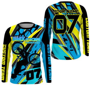 Blue BMX race gear Lightweight UPF30+ sun shirts Custom Kid Youth Adult Cycling BMX racewear| SLC110