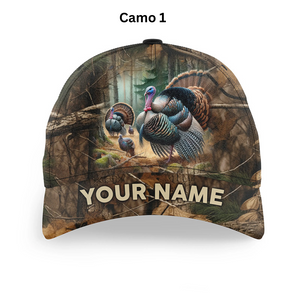 Personalized Turkey Hunting Hats, Snapback Baseball Camo Hat Turkey Hunting gear, Hunting Gifts FSD4415