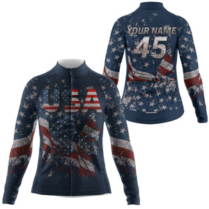 Custom Womens American cycling jersey UPF50+ USA MTB BMX shirt Breathable cycle gear with pockets| SLC68