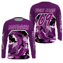 Load image into Gallery viewer, Motogirl purple camo custom motocross jersey UPF30+ girls women dirt bike Powersports long sleeves NMS1038