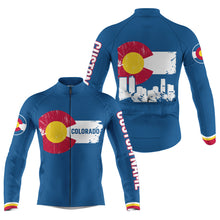 Load image into Gallery viewer, Blue Colorado flag men/women cycling jersey UPF50+ Colorado mountain bike shirt with 3 pockets| SLC168