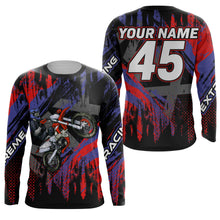 Load image into Gallery viewer, Personalized red MX jersey UPF30+ kid men women racing off-road dirt bike extreme motorcycle PDT56