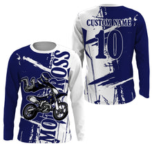 Load image into Gallery viewer, Custom Motocross Jersey Blue UPF30+ Youth Men Women Dirt Bike Shirt Racing Long Sleeve NMS1335