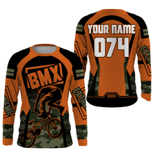 Load image into Gallery viewer, Personalized Orange BMX racing jersey UPF30+ kid adult camo bike shirt enduro cycling gear| SLC53