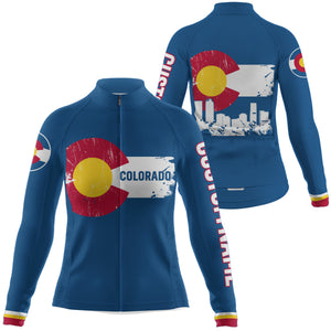 Blue Colorado flag men/women cycling jersey UPF50+ Colorado mountain bike shirt with 3 pockets| SLC168