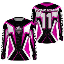 Load image into Gallery viewer, Adult&amp;kid custom Motocross jersey MX off-road UPF30+ racing pink dirt bike shirt motorcycle PDT328