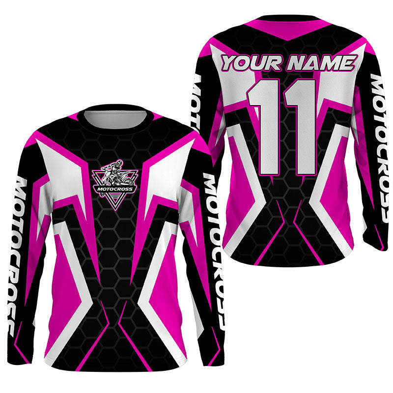 Adult&kid custom Motocross jersey MX off-road UPF30+ racing pink dirt bike shirt motorcycle PDT328