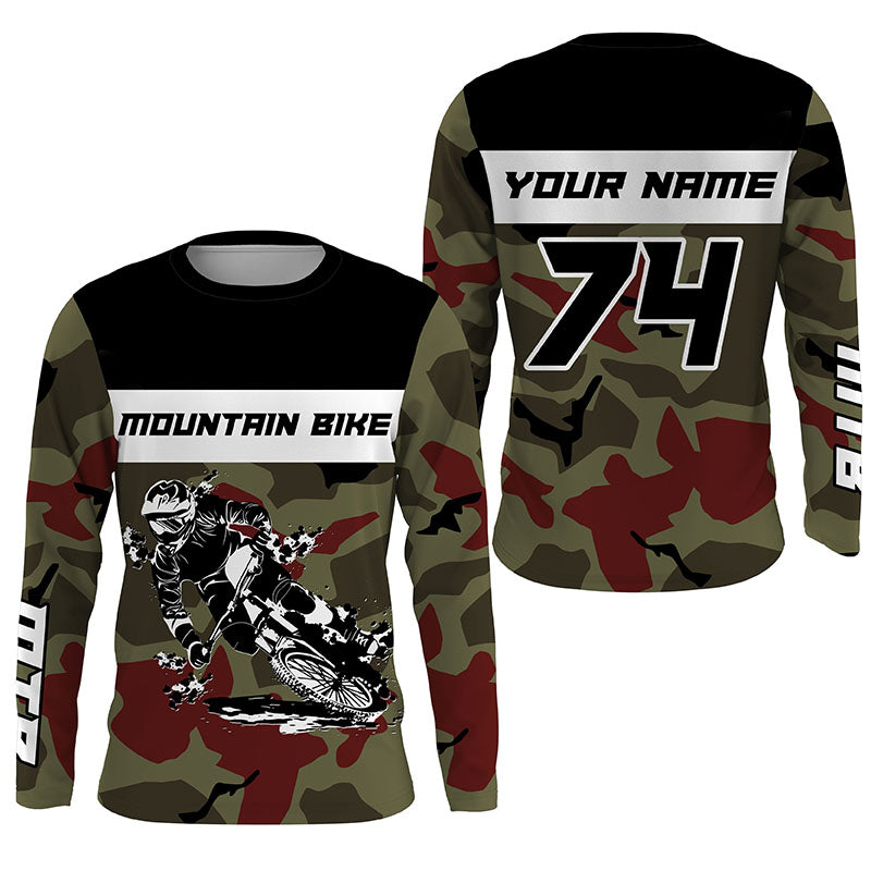 Camo adult kid MTB jersey UPF30+ mountain bike shirt Cycling trail downhill clothes Biking gear| SLC233