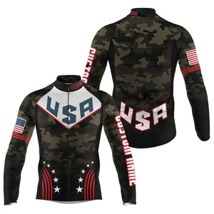 Camo American cycling jersey Men with 3 pockets Custom USA bike shirts UPF50+ bicycle clothing| SLC198