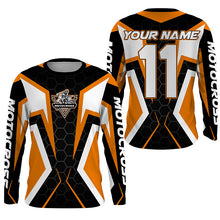 Load image into Gallery viewer, Adult&amp;kid custom Motocross jersey MX off-road UPF30+ racing orange dirt bike shirt motorcycle PDT329