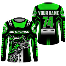 Load image into Gallery viewer, Personalized green Motocross jersey UPF30+ youth&amp;adult dirt bike riding off-road extreme MX shirt PDT256