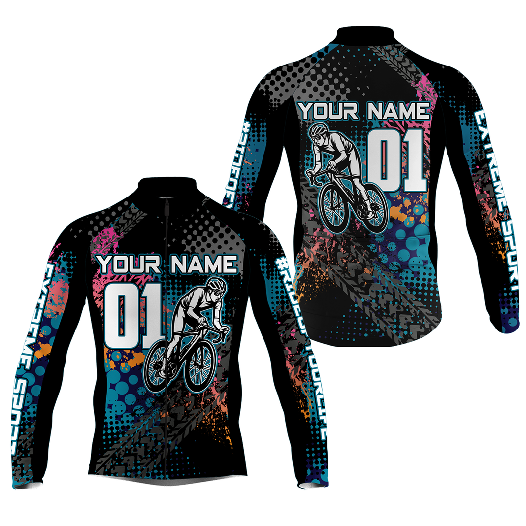 Personalized Mens cycling jersey with 3 pockets & full zip Ride life biking gear Road bike shirt| SLC20