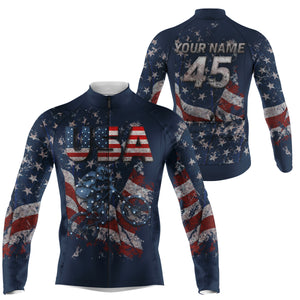 Custom Mens American cycling jersey UPF50+ USA MTB BMX shirt Breathable cycle gear with pockets| SLC68