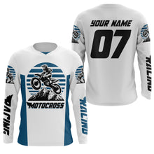 Load image into Gallery viewer, Personalized MX off-road jersey blue and white Motocross kid&amp;adult UPF30+ biker racing off-road  PDT184