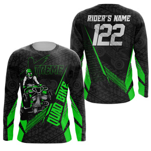 Custom ATV Motocross Jersey UPF30+ Green Quad Bike Shirt Adult Youth Xtreme Off-road Racing NMS1348