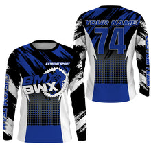 Load image into Gallery viewer, Blue BMX racing jersey Personalized UPF30+ adult kid riding BMX shirt extreme sports cycling gear| SLC102